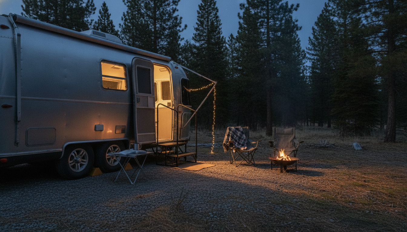 2-Step RV Stairs with Handrail for Stable Campsite Entry