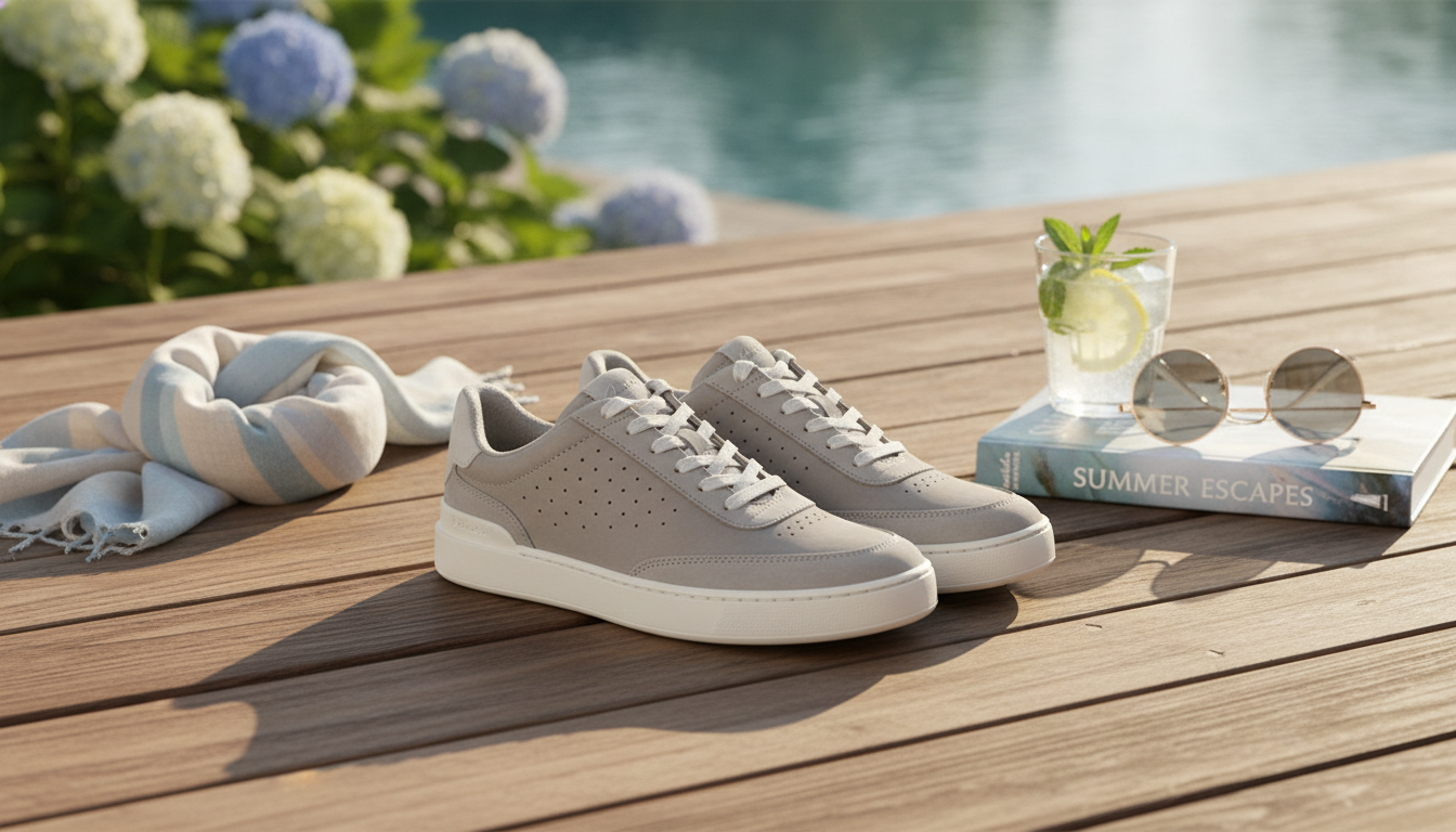 Clarks Grey Leather Sneakers: Spring/Summer Style Guide
